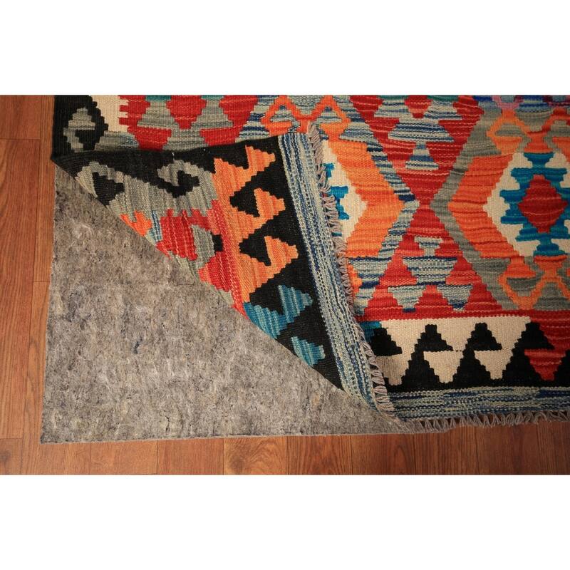 Reversible Oriental Kilim Area Rug Hand-Woven Wool Carpet - 8'0" x 9'7"