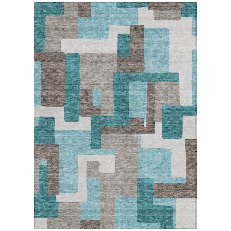 HomeRoots Abstract Transitional Rectangle Outdoor Rug