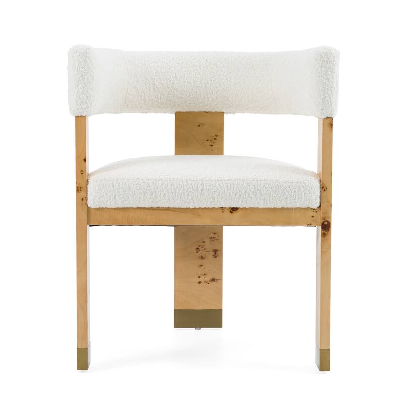 Modrest Letha Modern Cream Fabric & Burl Dining Chair