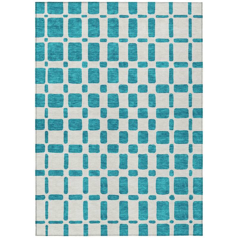 HomeRoots Geometric Transitional Rectangle Outdoor Rug