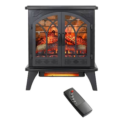 Portable 24-Inch Infrared Quartz Electric Fireplace Stove with 3D Flame, Timer, and Safety Features