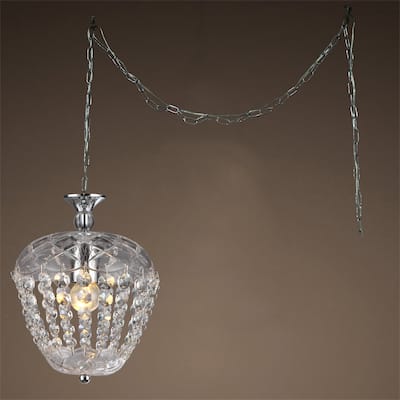 Miriam 8-inch Chrome Swag Lamp 1-light Crystal