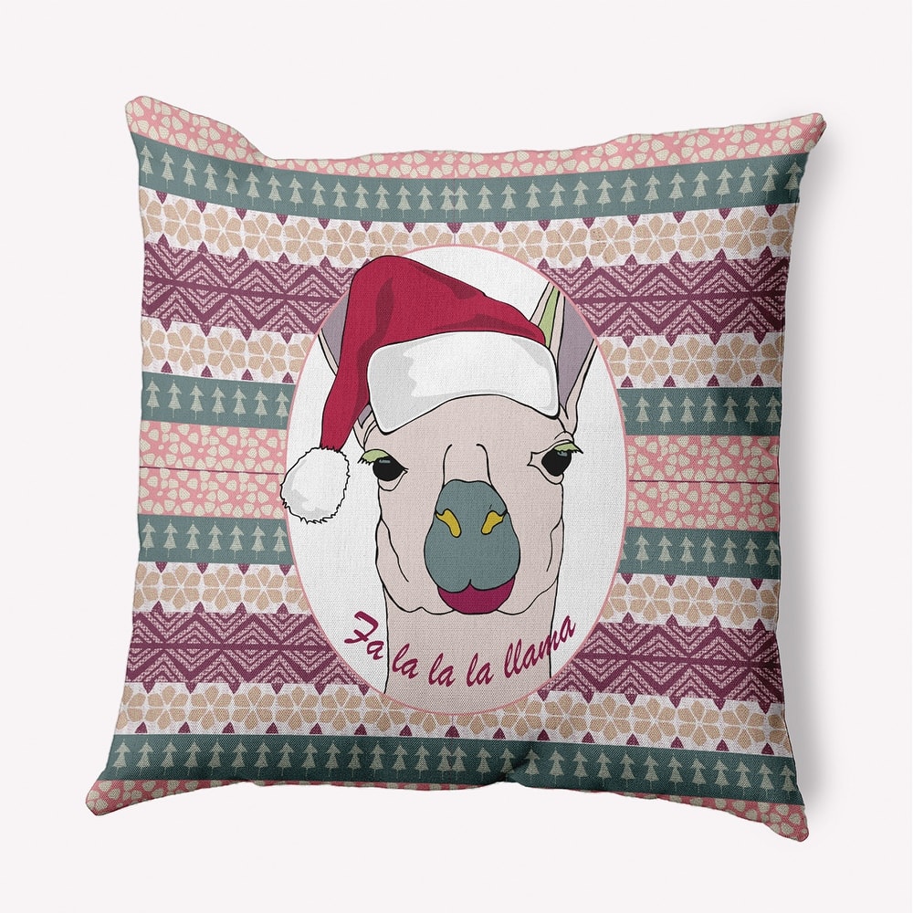 Fa La Llama Christmas Indoor/Outdoor Throw Pillow