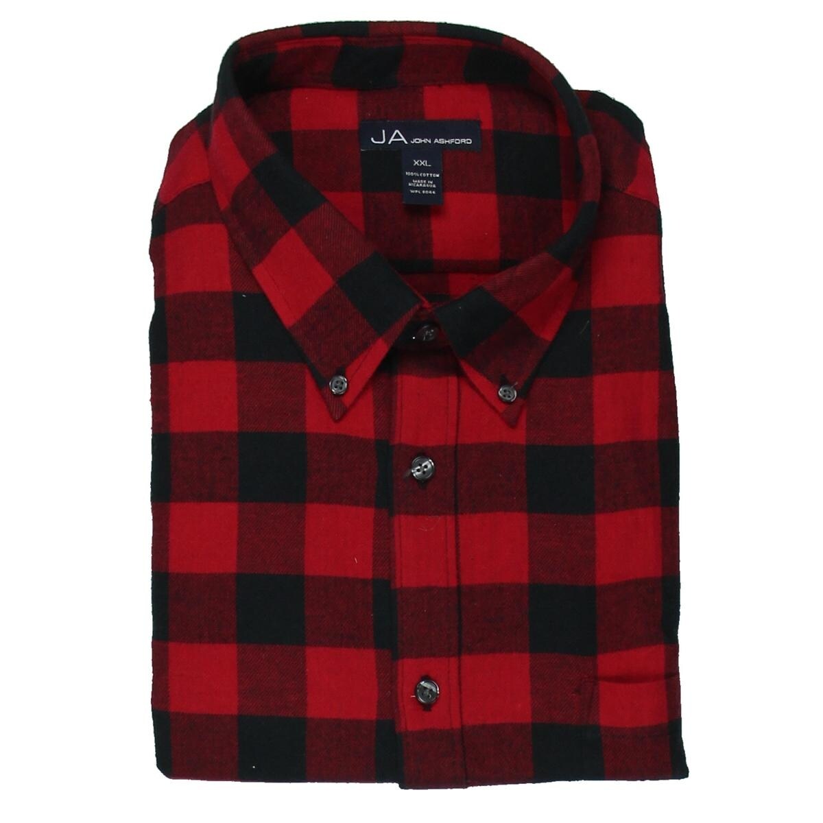 Shop John Ashford Mens Button Down Shirt Flannel Checkered