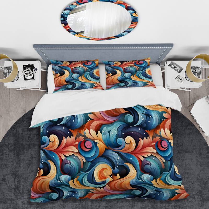 Designart "Colorful Enchanted Spiral Dreams" Modern Bedding Cover Set With 2 Shams