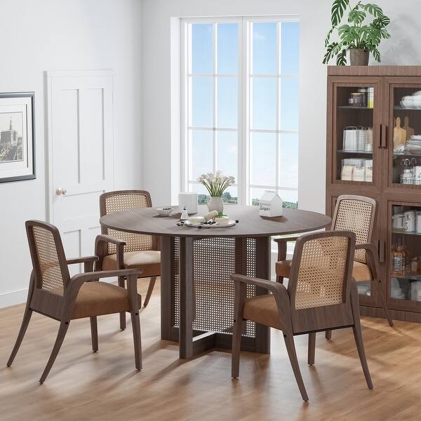 Solid Wood 52'' Round Dining Table for 6 People Nordic style - 52*30 ...