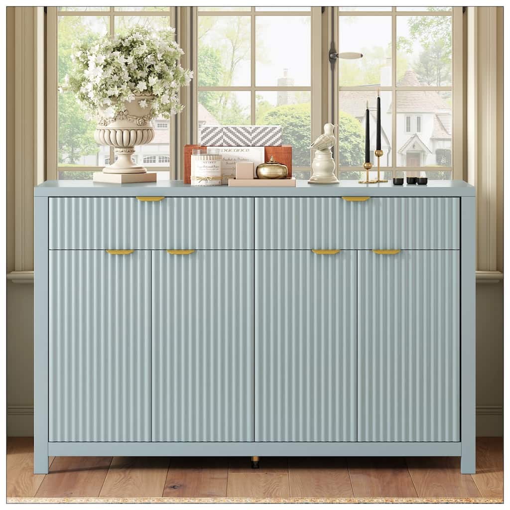 Modern Wave-Pattern Sideboard Cabinet with 2 Drawers