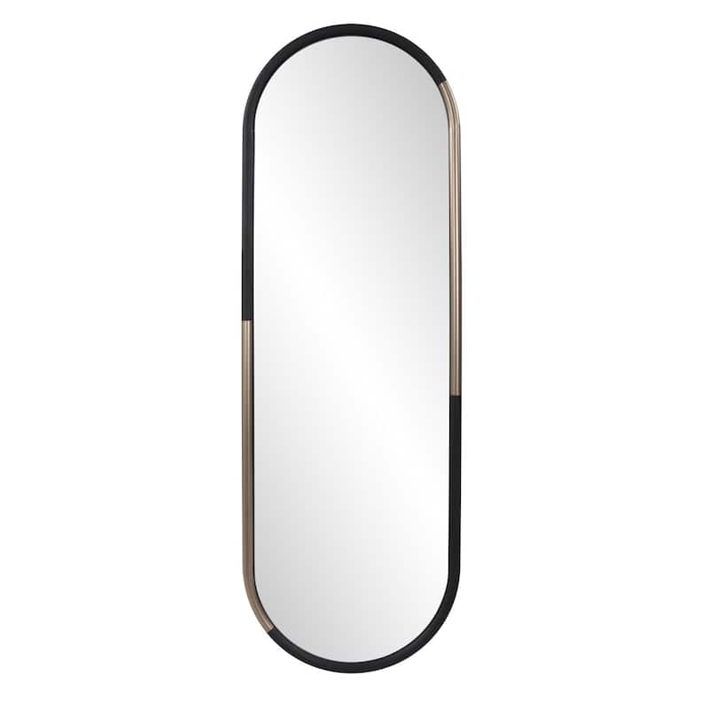 Allan Andrews Handcrafted Black & Brass Metal Framed Capsule Mirror - 54"H x 18"W