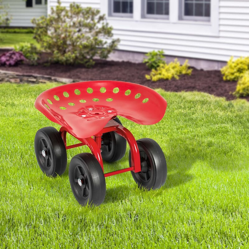 Costway Rolling Garden Cart Heavy Duty Workseat with 360° Swivel Seat - See Details