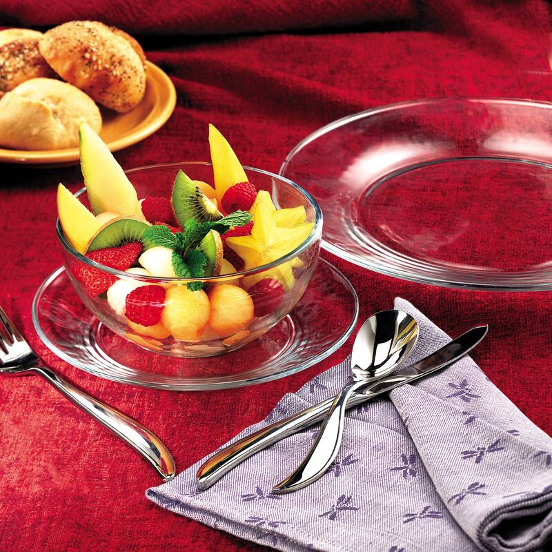 Libbey 12 Piece Round Clear Glass Dinnerware Set - Set of 12 - Set of 12