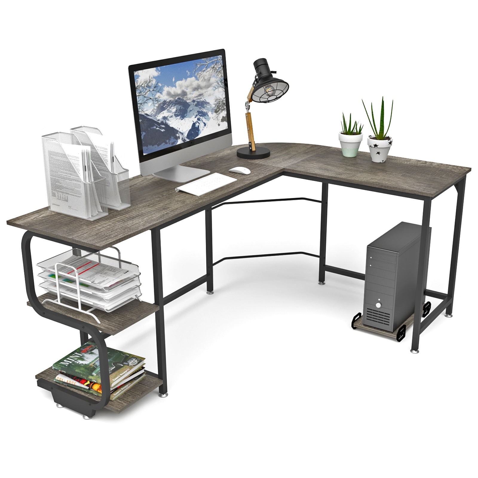 Shop Reversible Panel L Shaped Wood Computer Desk Pc Laptop Steel