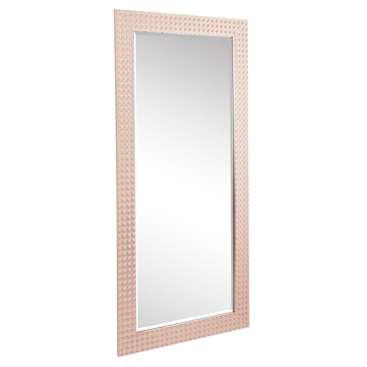 Beaded Framed Leaner Mirror Beaded Full Length Mirror Wooden Frame Bathroom Mirror 66" x 32" Large Framed Decor - Rose Gold