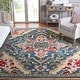 preview thumbnail 4 of 22, SAFAVIEH Kashan Adelma Oriental Rug with Fringe 6'7" Square - Blue/Beige - Square