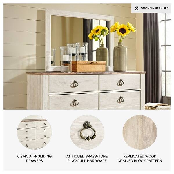 signature design by ashley willowton whitewash dresser - Bed Bath & Beyond Bedroom furniture Color:Cow lungi collection Strapless long Ice Blue 36/B267