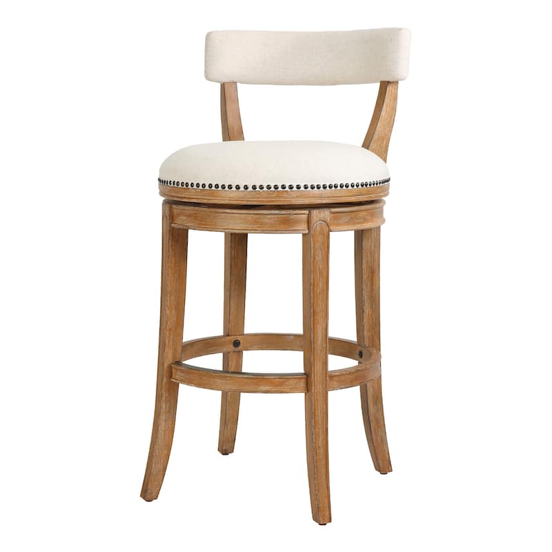 Pasha Wood Swivel Bar Stool with Upholstered Seat and Back