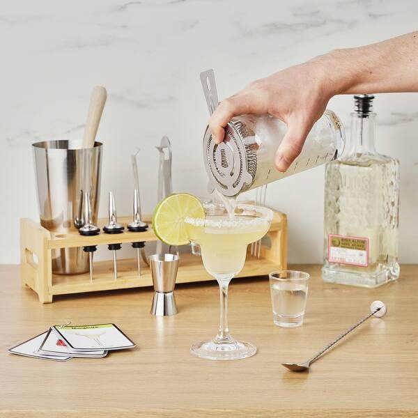 True Barware 20 Piece Bar Kit with Shaker, Mixing Glass, Muddler, Double Jigger & More, Stainless Steel, Glass, Set of 20, Wood - Bed Bath & Beyond