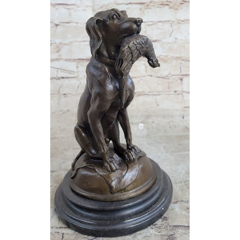 Moigniez Labrador Hunting Dog Duck Bronze Figurine Art Deco Animal Figure Decor
