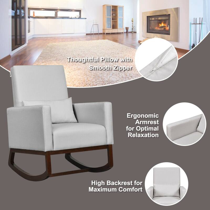 Gymax 2-in-1 Fabric Upholstered Rocking Chair Nursery Armchair with - See Details