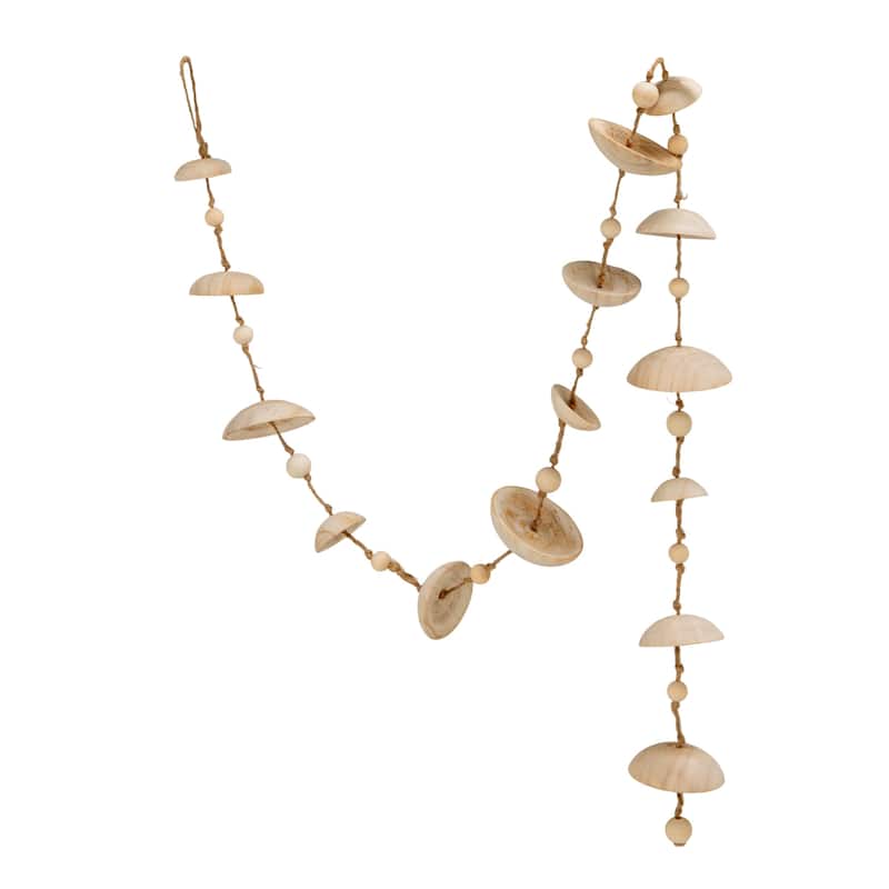 Paulownia Wood Garland with Jute Cord - 3.74"L x 3.74"W x 72.0"H - Natural