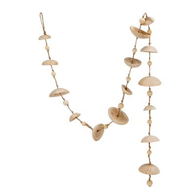 Paulownia Wood Garland with Jute Cord - 3.74"L x 3.74"W x 72.0"H