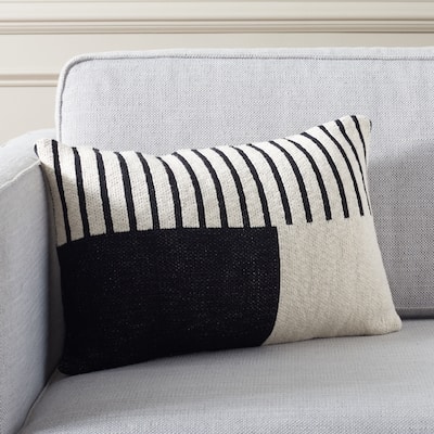 SAFAVIEH Home Drew 12 x 20-inch Ivory/Black Lumbar Pillow