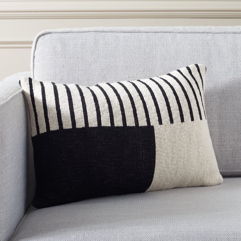 SAFAVIEH Home Drew 12 x 20-inch Ivory/Black Lumbar Pillow