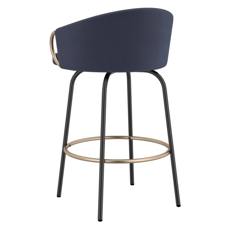Set of 2 Contemporary Velvet & Metal 26" Counter Stool