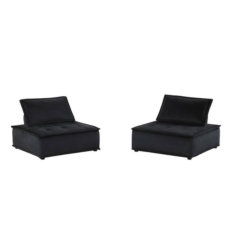 Anna Velvet Set of 2 Armless Lounge Chair - Black