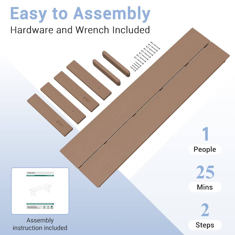 6-Piece HDPE Outdoor Dining Table Sets with Umbrella Hole - 1-Table 4-Chairs-1-Bench