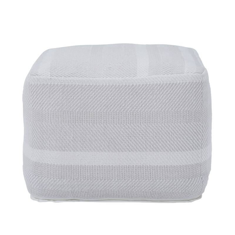 Renwil Renaud Indoor 100% PET Pouf, Light Grey/ Ivory