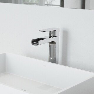 VIGO Amada Single-Handle Single Hole Bathroom Vessel Sink Faucet - 5.38"L x 1.88"W x 10.375"H