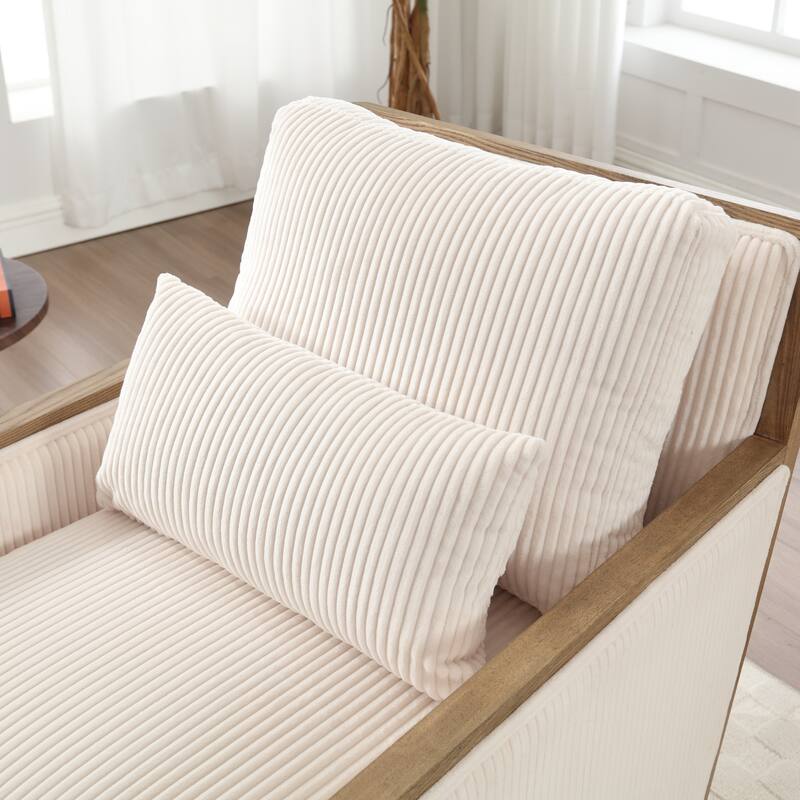 Corduroy Barrel Chair, High Back Comfy Accent Sofa Chair 360 Degree Swivel Barrel Arm Chairs, Leisure Arm Chair for Living Room