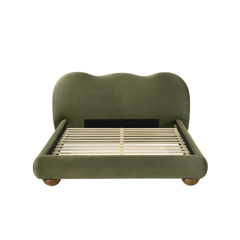 Furniture of America Nilo Modern Fabric Upholstered Platform Bed with Curved Headboard