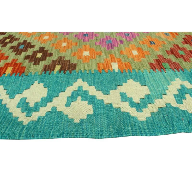 Sangat Flatweave Tassa Ivory/Turquoise Runner - 2'8" x 9'5"
