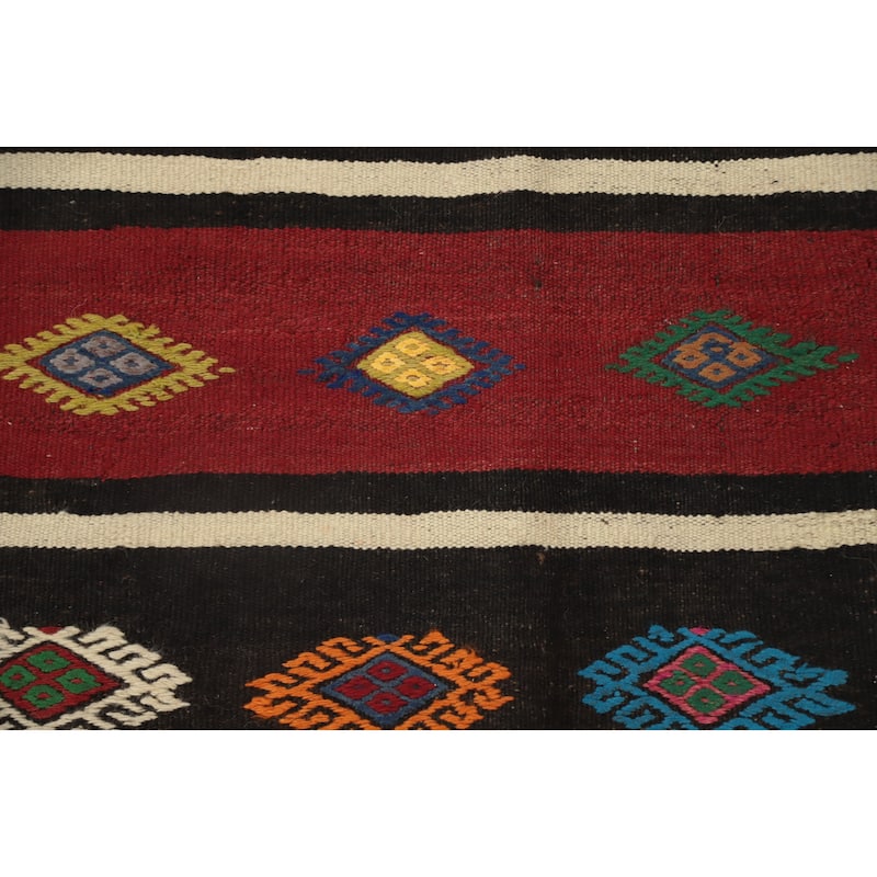 Hand Woven Oriental 100% Wool Carpet Southwestern Tribal Multi-Colored Kilim Area Rug - 10' 2'' X 5' 5''