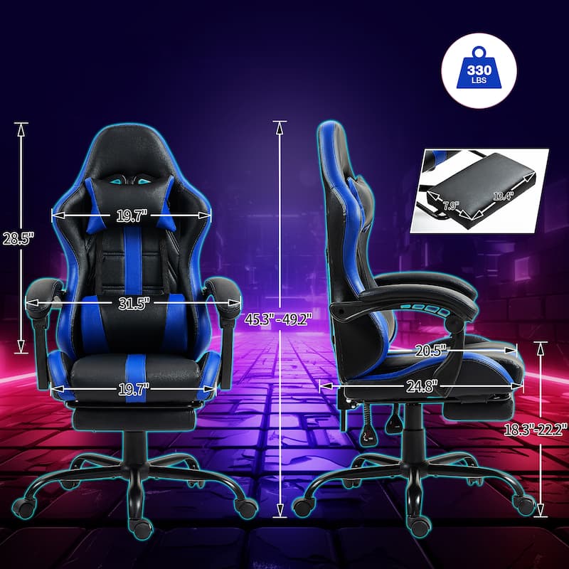 AVAWING Gaming Chair PU Leather Office Chair with Footrest