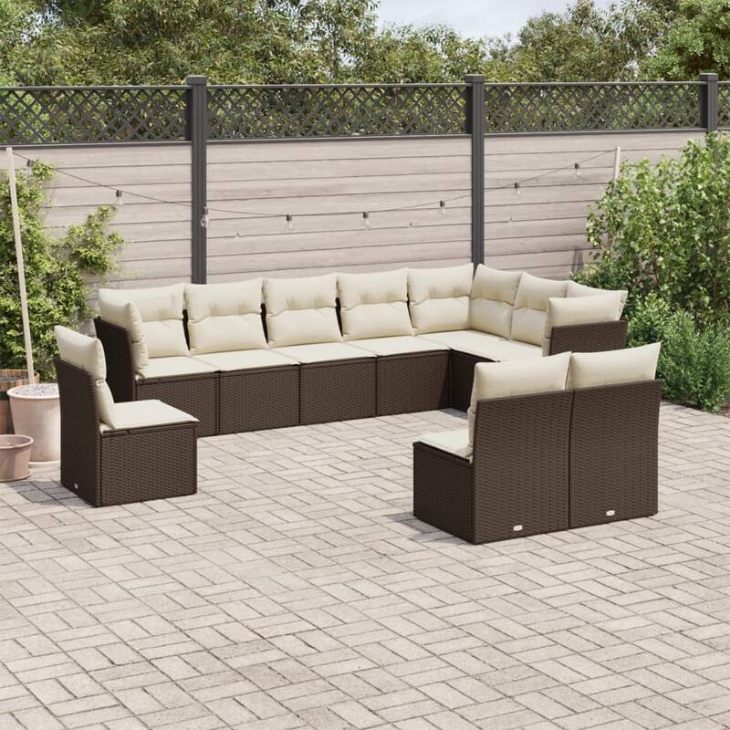 vidaXL Garden Sofa Set Brown PE Rattan Large Modular Garden Sofa Set - 24.4 x 24.4 x 27.2