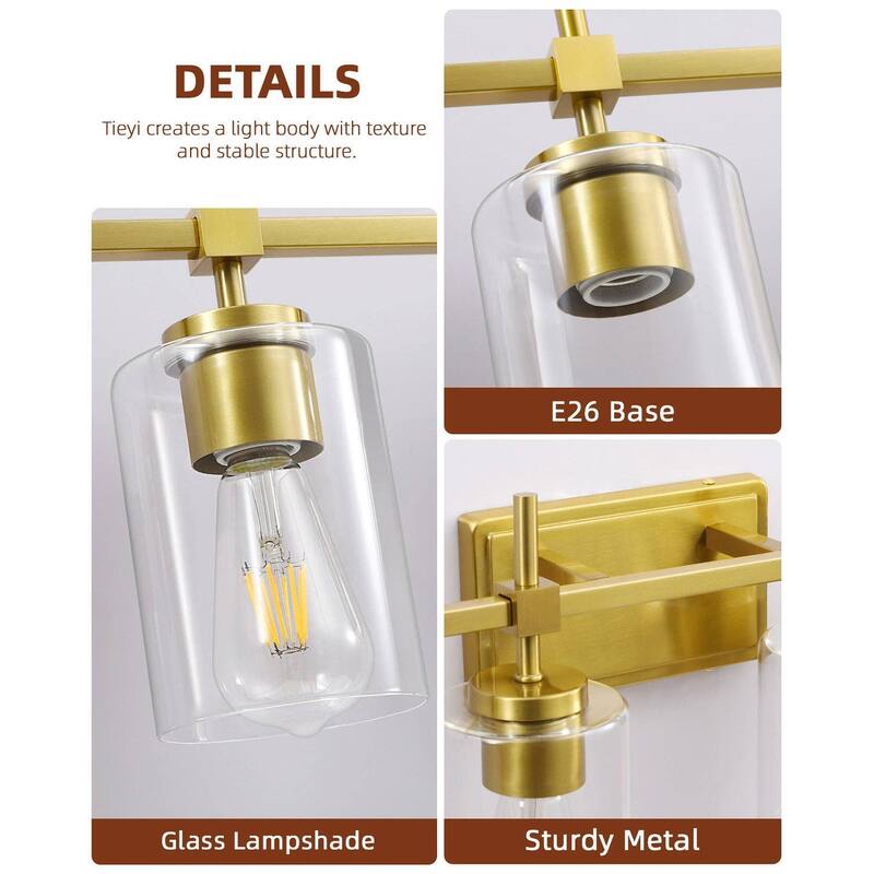 Jasper Gold Clear Glass 6-Light Bathroom Vanity Light