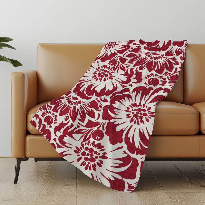 Premium Machine Washable Modern Floral Sherpa Throw Blanket