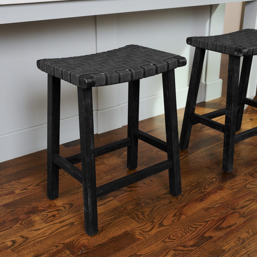 Maven Lane Noah Backless Kitchen Dining Stool with Vegan Leather