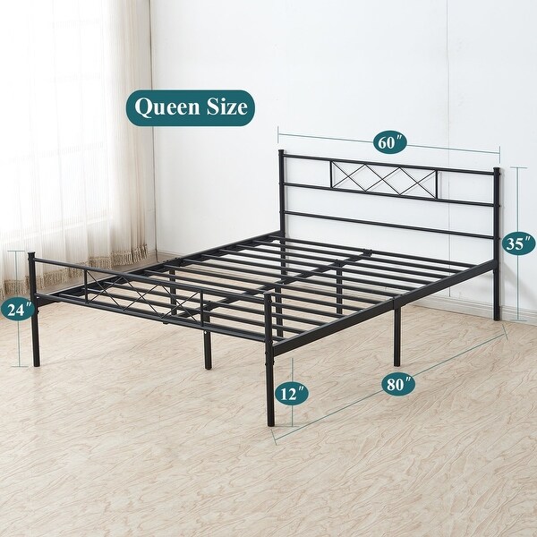Taomika 3 Pieces Metal Platform Bed Frame with Modern Nightstands Sets