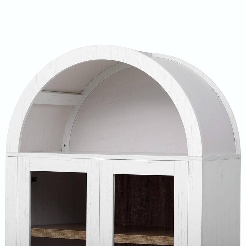 71" Tall Arched Kitchen Pantry Cabinet with 2 Large Drawers