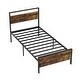preview thumbnail 3 of 6, Sturdy Twin Metal Platform Bed Frame with Wooden Headboard