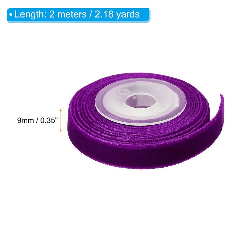 0.35" x 2.18 Yard Ribbon Single Faced Velvet Spool for DIY - Fuchsia