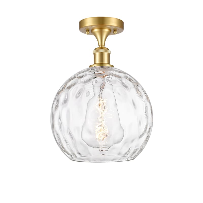 Innovations Lighting 516-1C-15-10 Athens Semi-Flush Athens 10" Wide - Satin Gold / Clear Water Glass