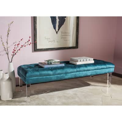 SAFAVIEH Abrosia Cyan Acrylic Leg Bench - 62.6" x 23.4" x 18.1"