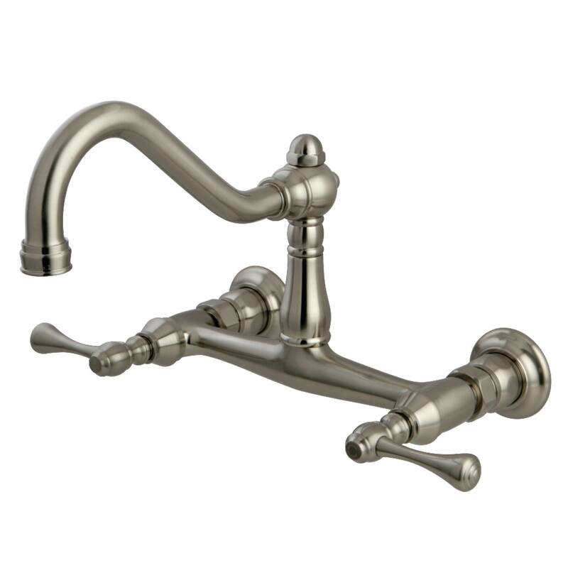 Vintage Two-Handle 2-Hole Wall Mount Bathroom Faucet - Brushed Nickel