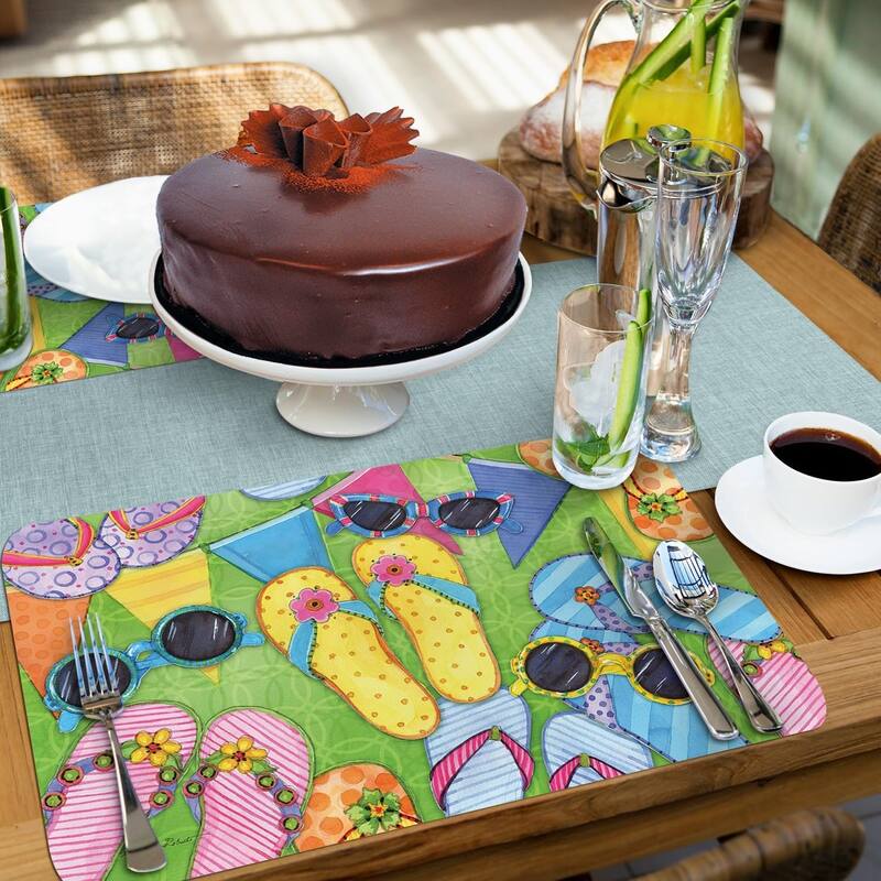 Flip Floppin' 4 Pack Reversible Easy Care Flexible Plastic Placemats Made in The USA BPA Free Easily Wipes Clean