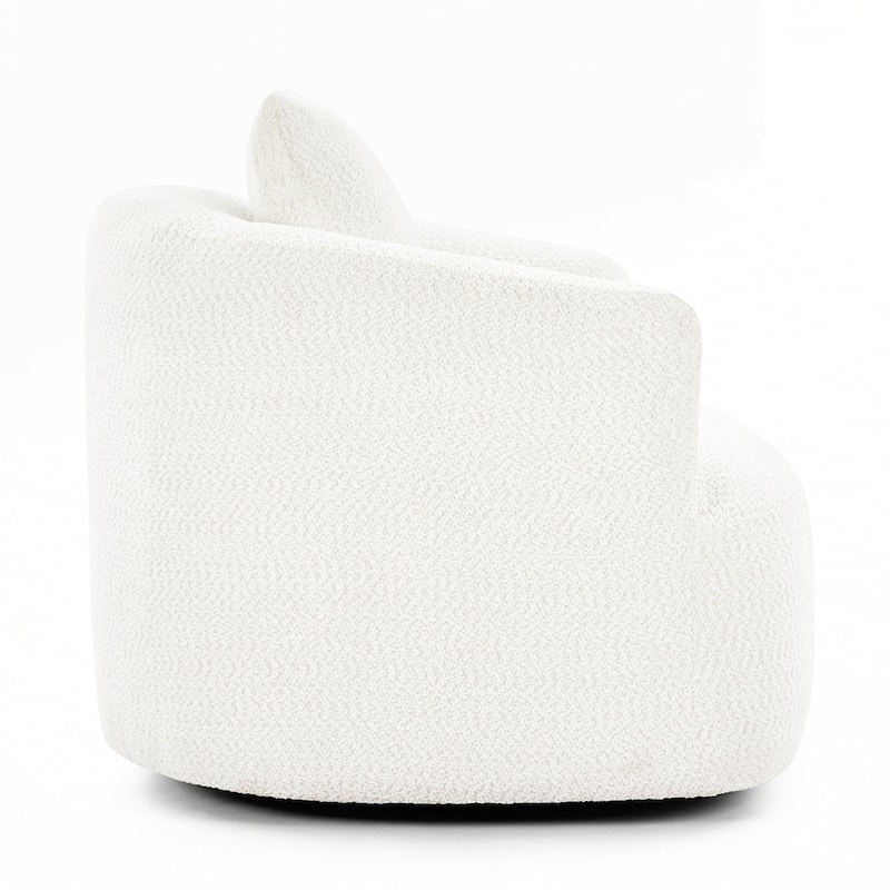 Upholstered Swivel Barrel Sofa Chair with a Throw Pillow