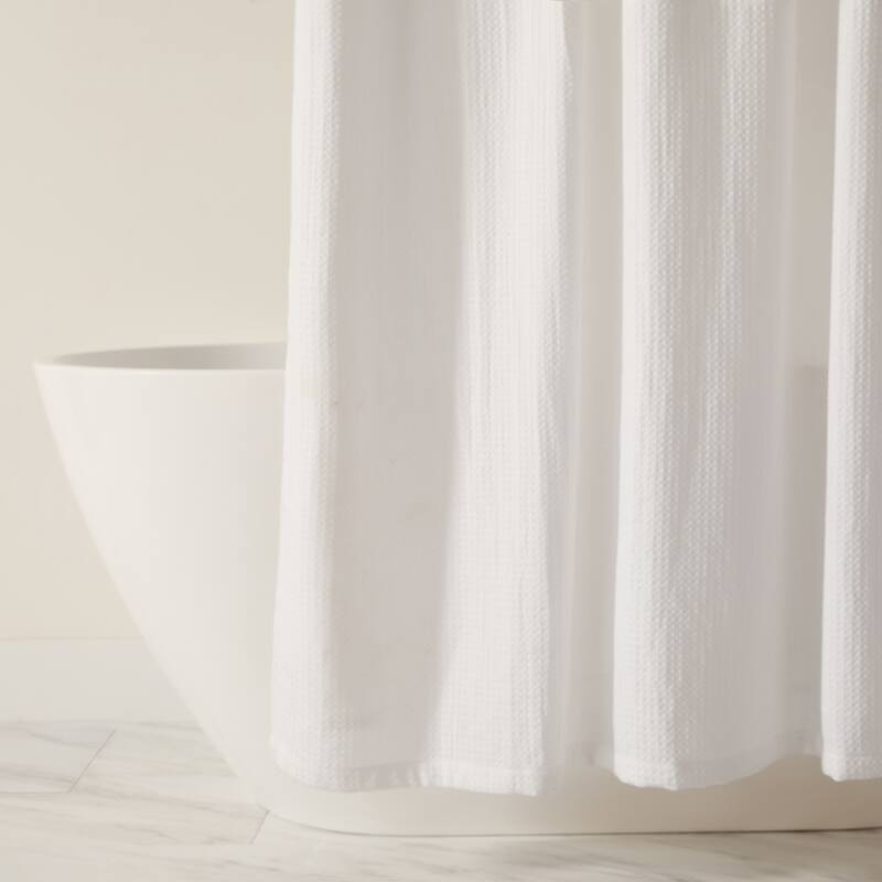 Becky Cameron Cotton Blend Waffle Shower Curtain - 72" x 72" - White
